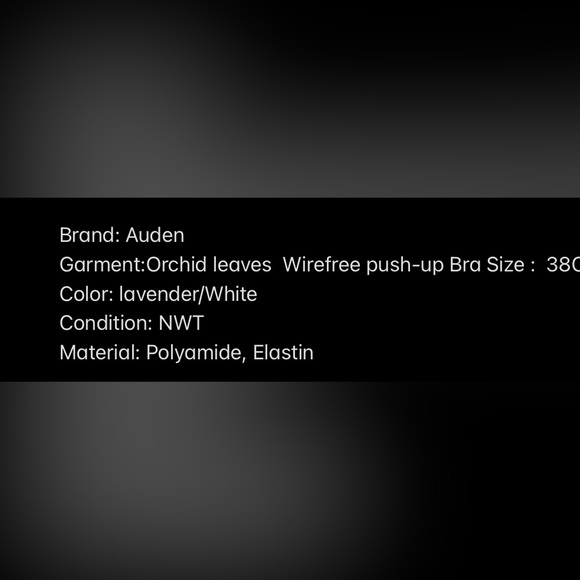 Auden Orchid leaves lavender and white Wirefree push-up Bra Size 38C - Picture 11 of 11